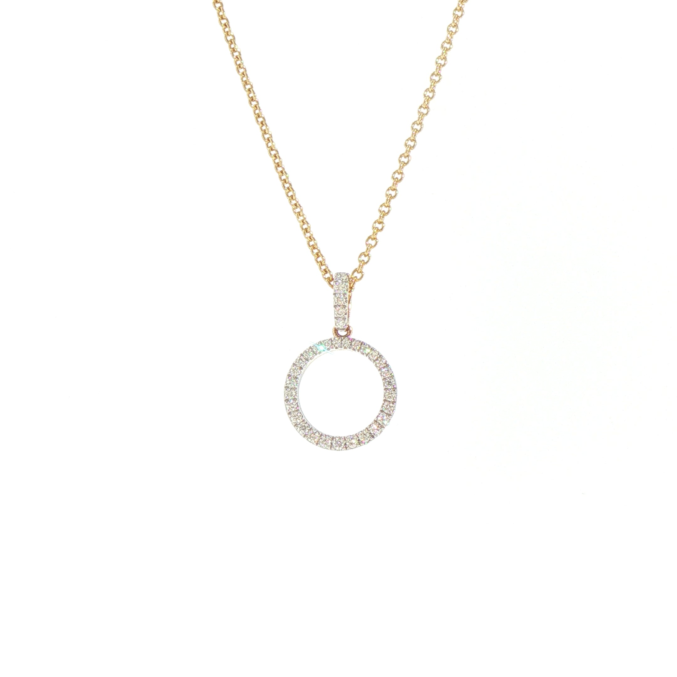 9ct Yellow Gold Small Round Natural Diamond Set Pendant