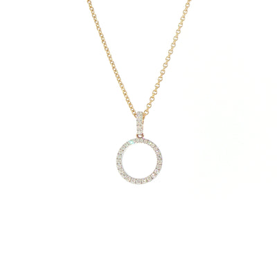 9ct Yellow Gold Small Round Natural Diamond Set Pendant