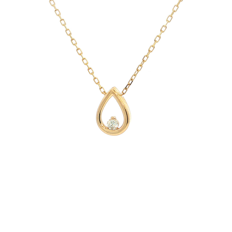 Open Teardrop Natural Diamond Pendant Necklace in 9ct Yellow Gold