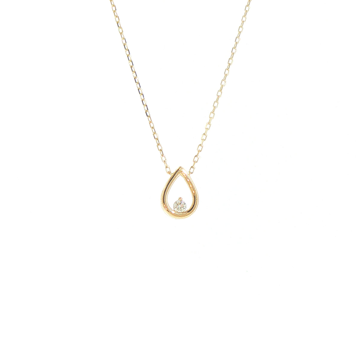 Open Teardrop Natural Diamond Pendant Necklace in 9ct Yellow Gold