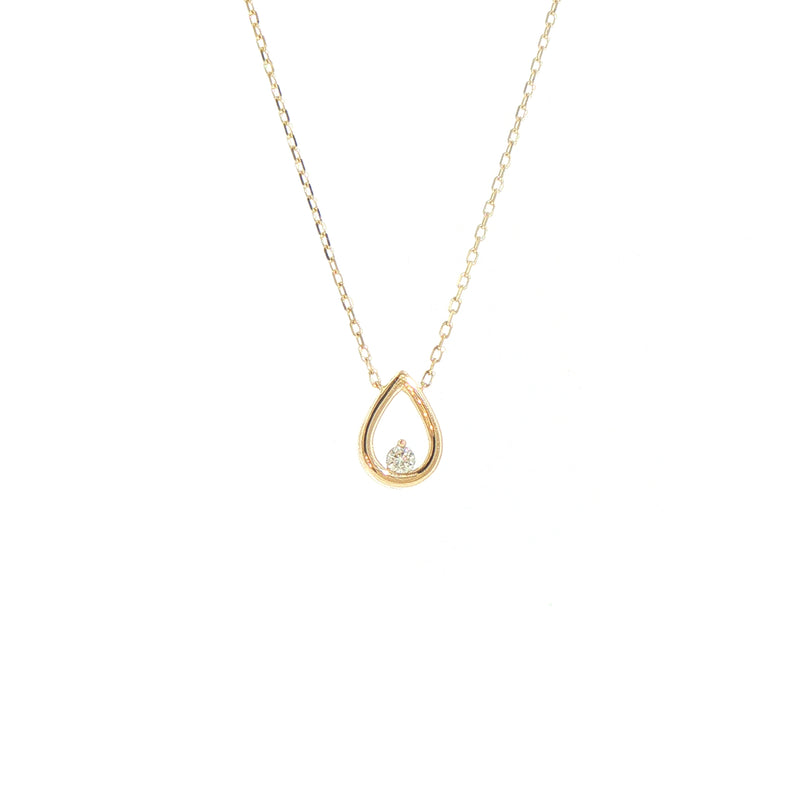 Open Teardrop Natural Diamond Pendant Necklace in 9ct Yellow Gold