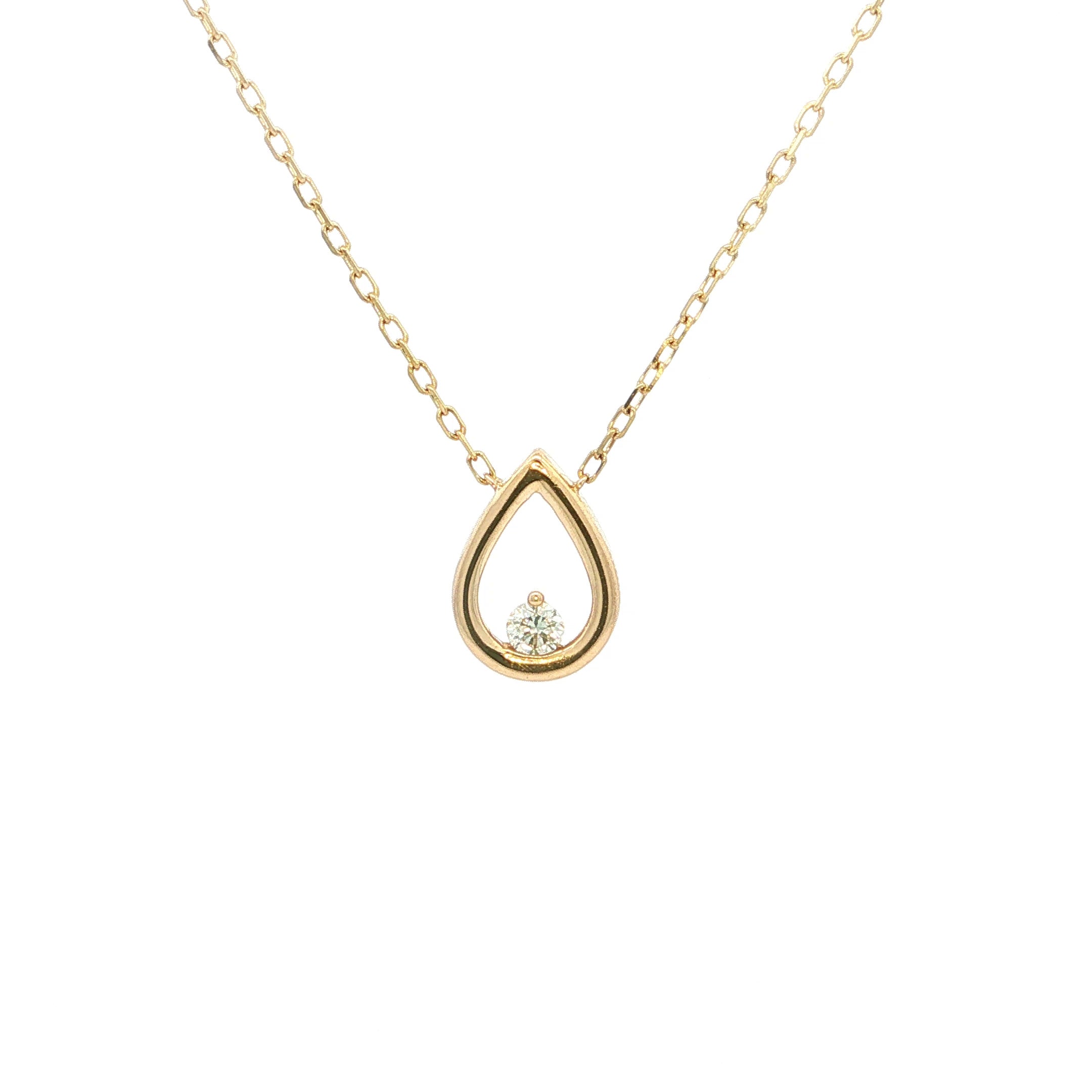 Open Teardrop Natural Diamond Pendant Necklace in 9ct Yellow Gold