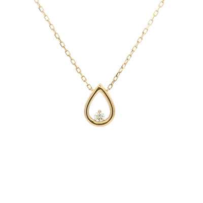 Open Teardrop Natural Diamond Pendant Necklace in 9ct Yellow Gold