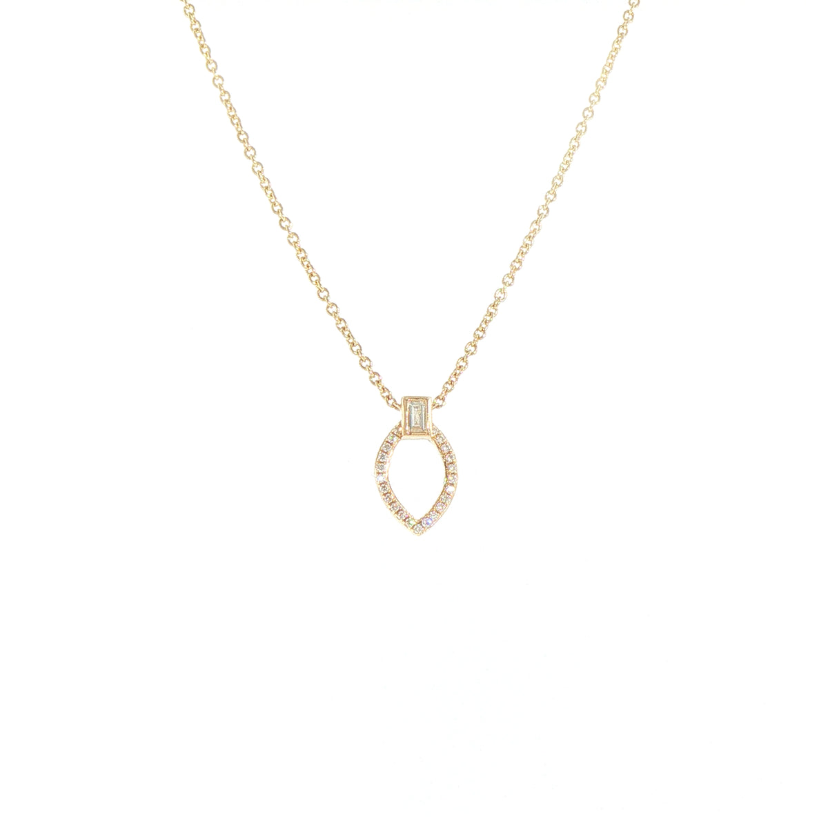 9ct Yellow Gold Open Marquise Natural Diamond Pendant Necklace