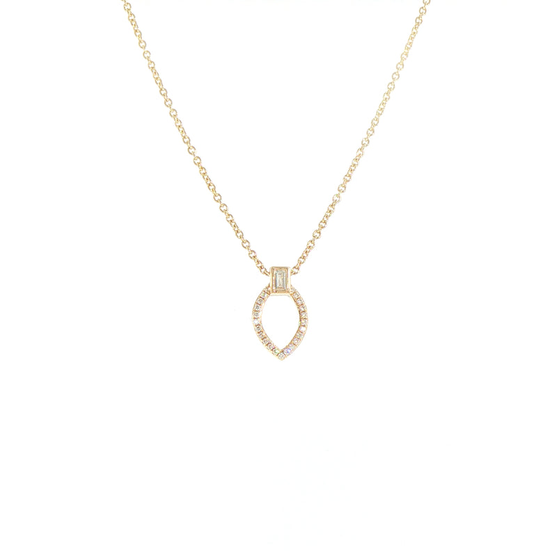 9ct Yellow Gold Open Marquise Natural Diamond Pendant Necklace