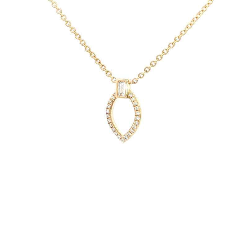 9ct Yellow Gold Open Marquise Natural Diamond Pendant Necklace