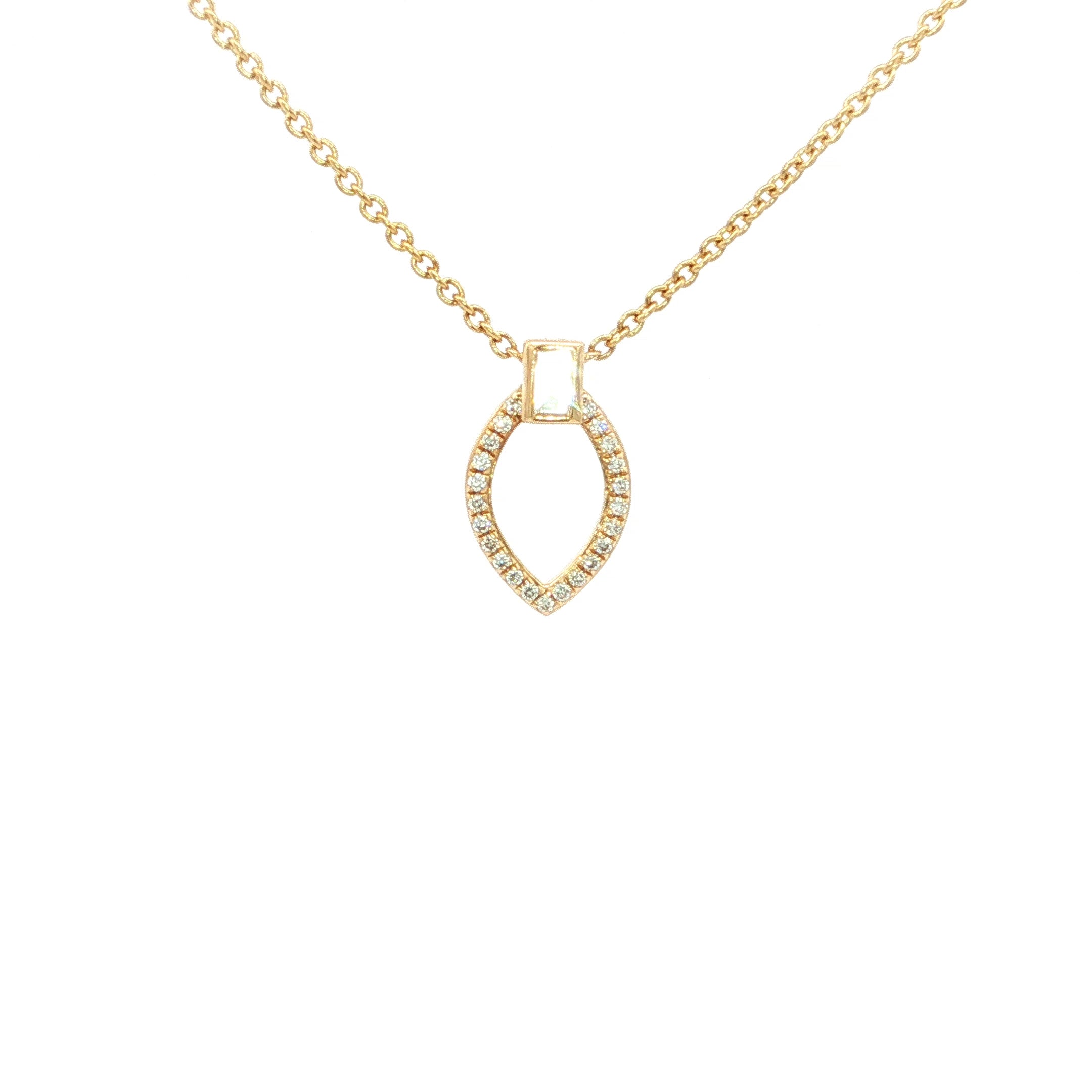 9ct Yellow Gold Open Marquise Natural Diamond Pendant Necklace