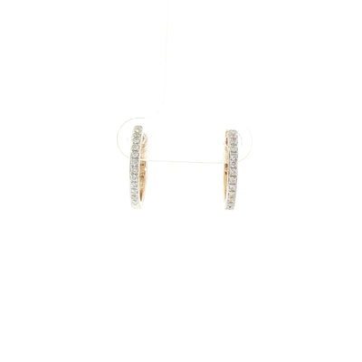 9ct Yellow Gold Natural Diamond Set Hoop Earrings