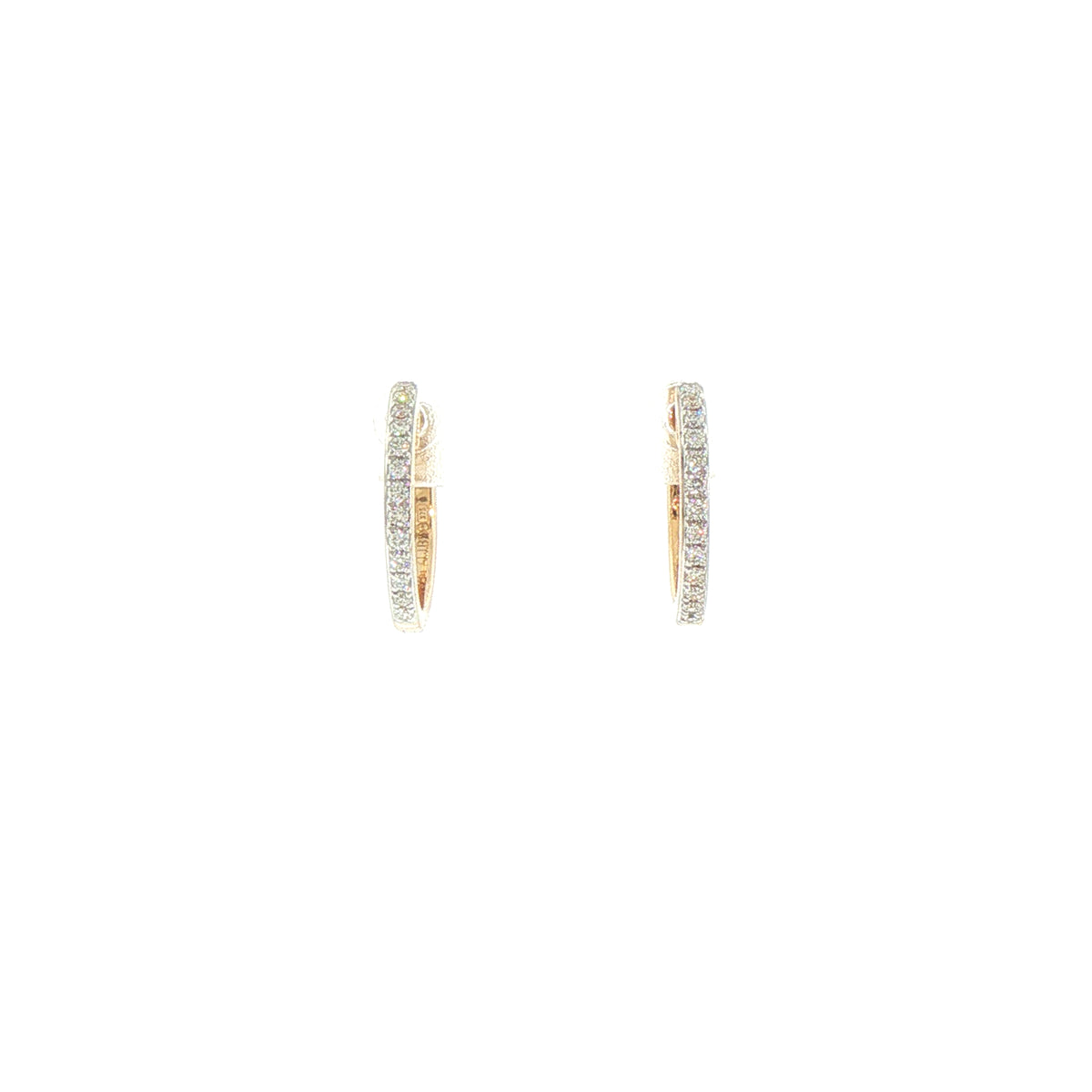 9ct Yellow Gold Natural Diamond Set Hoop Earrings