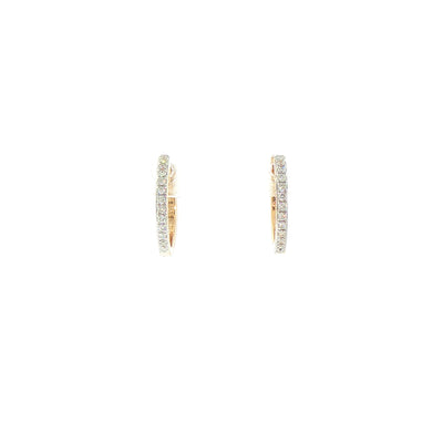 9ct Yellow Gold Natural Diamond Set Hoop Earrings
