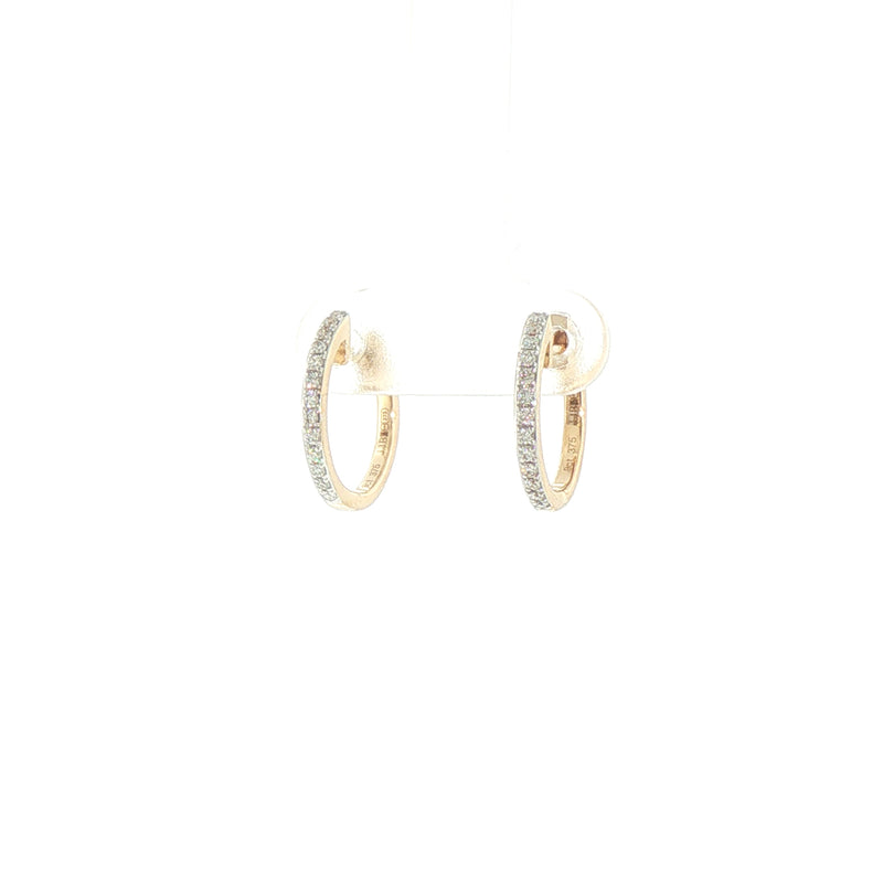 9ct Yellow Gold Natural Diamond Set Hoop Earrings