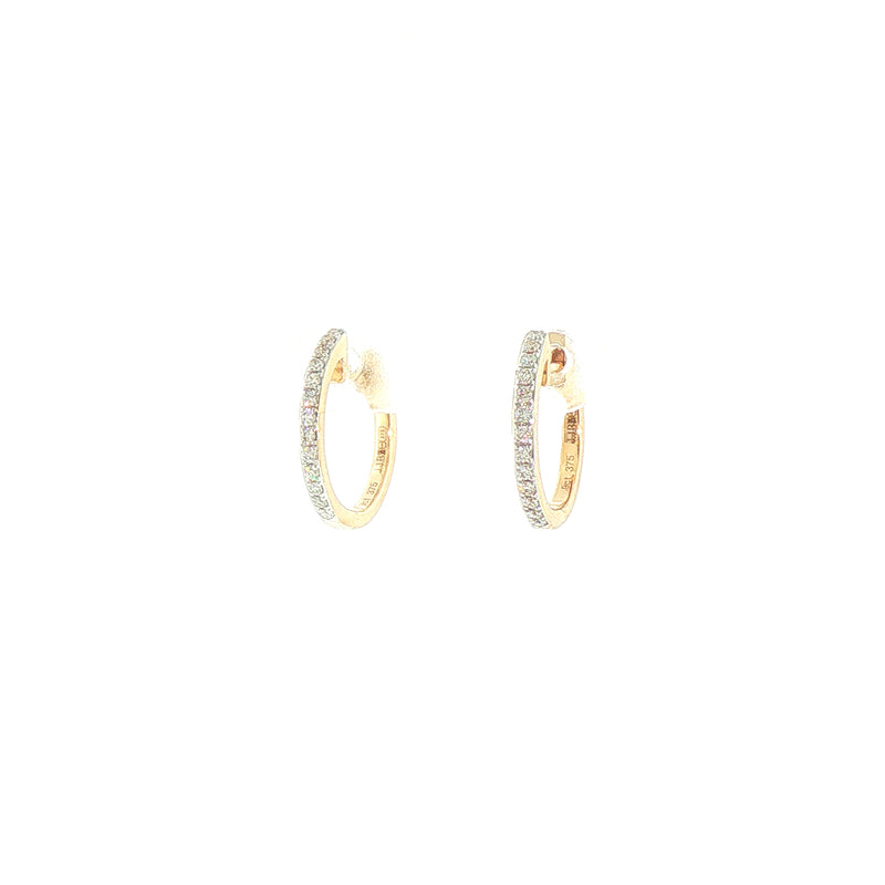 9ct Yellow Gold Natural Diamond Set Hoop Earrings