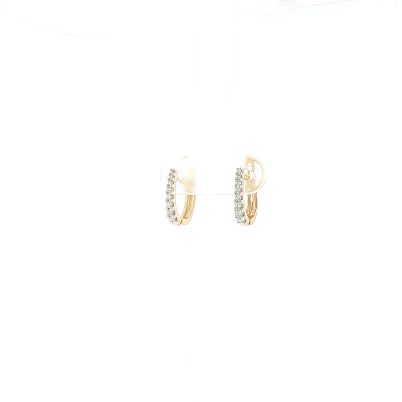 9ct Yellow Gold Graduated Natural Diamond Small Hoop Earrings