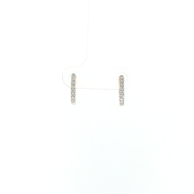 9ct Yellow Gold Natural Diamond Sleeper Hoop Earrings