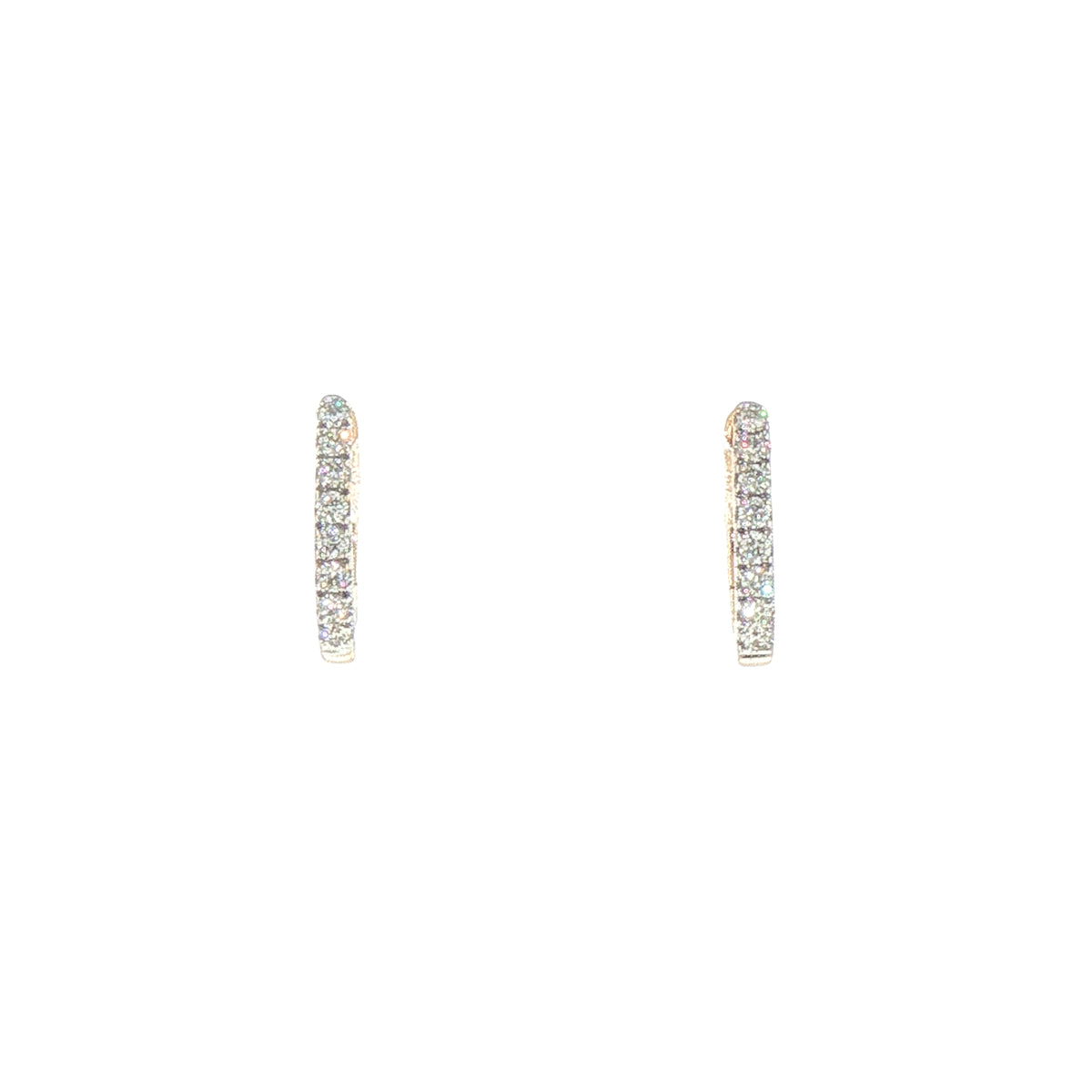 9ct Yellow Gold Natural Diamond Sleeper Hoop Earrings