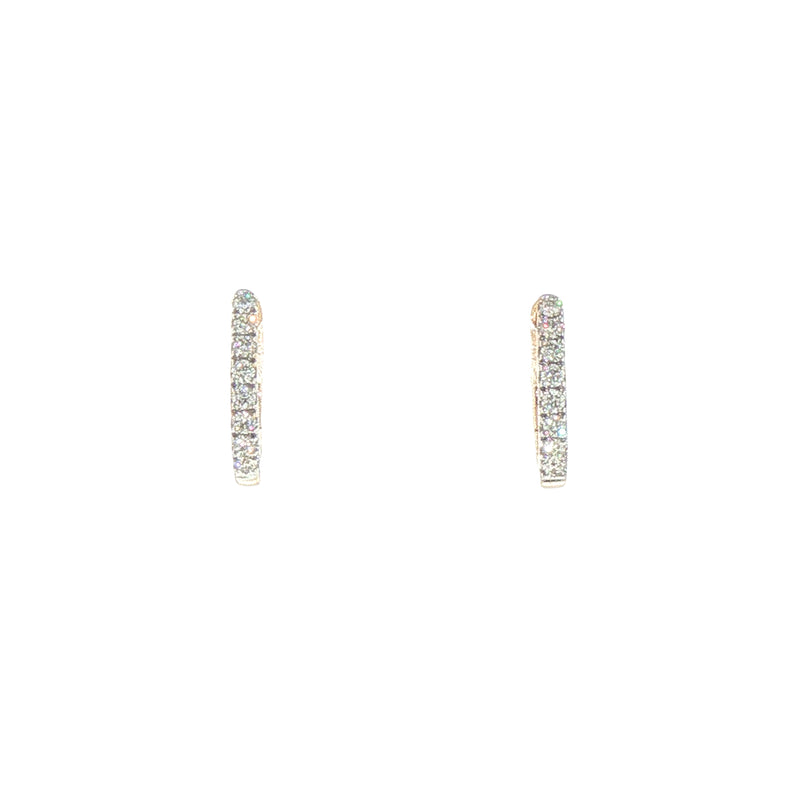 9ct Yellow Gold Natural Diamond Sleeper Hoop Earrings