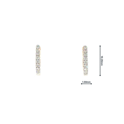 9ct Yellow Gold Natural Diamond Sleeper Hoop Earrings