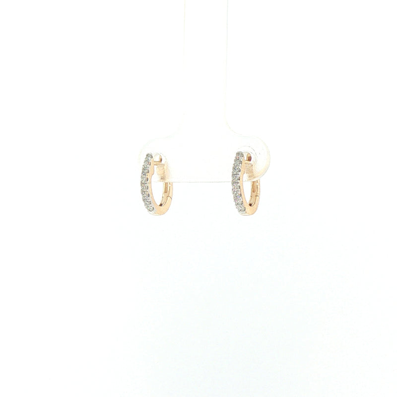 9ct Yellow Gold Natural Diamond Sleeper Hoop Earrings