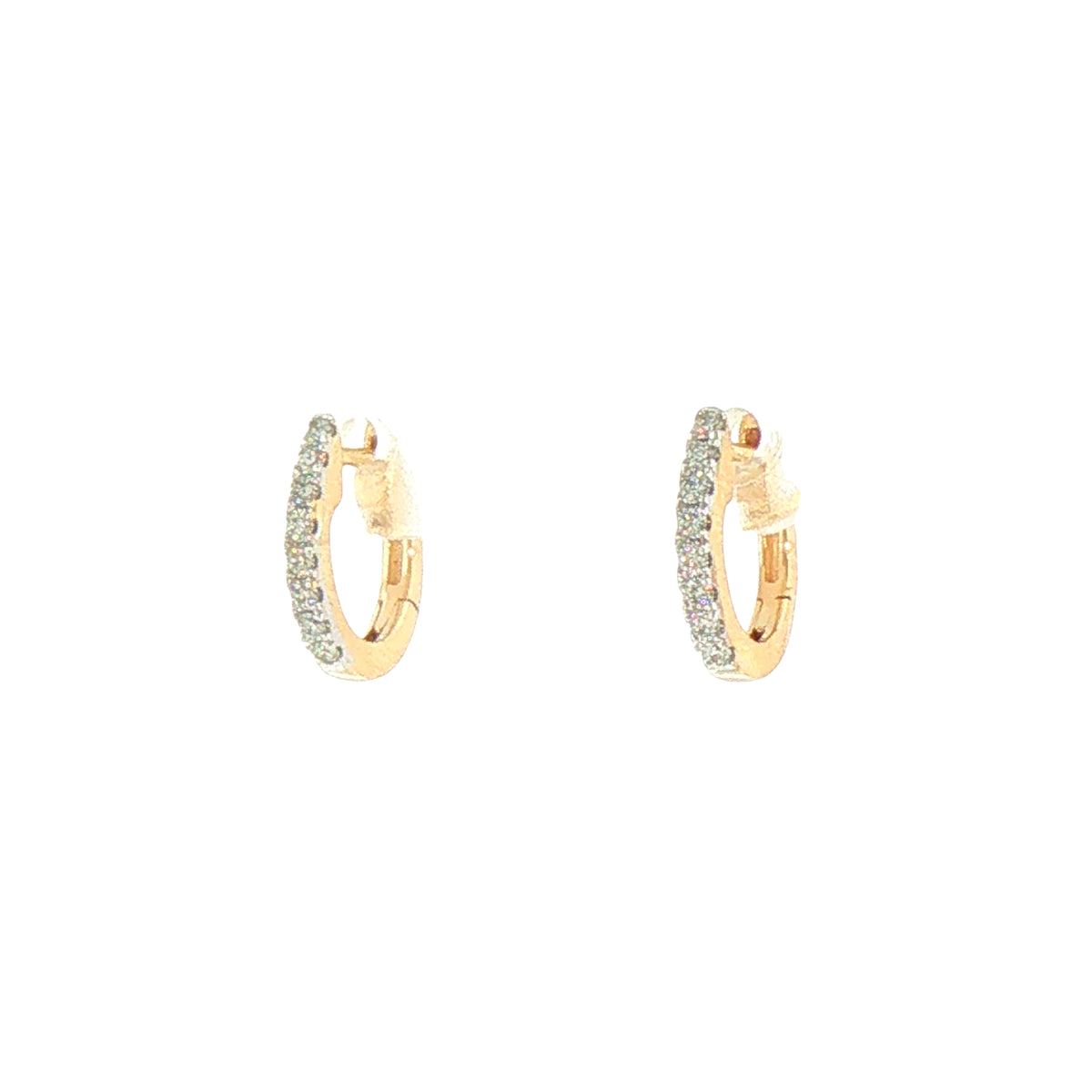 9ct Yellow Gold Natural Diamond Sleeper Hoop Earrings