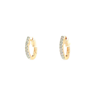 9ct Yellow Gold Natural Diamond Sleeper Hoop Earrings