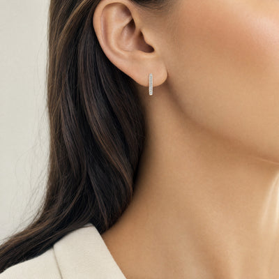9ct Yellow Gold Natural Diamond Sleeper Hoop Earrings