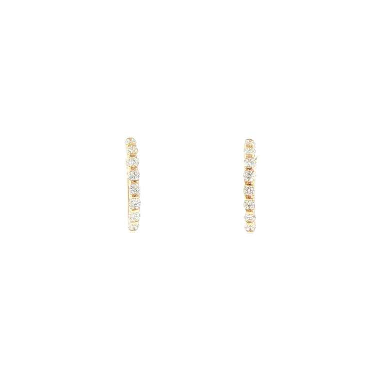 9ct Yellow Gold Natural Diamond Set Hoop Earrings