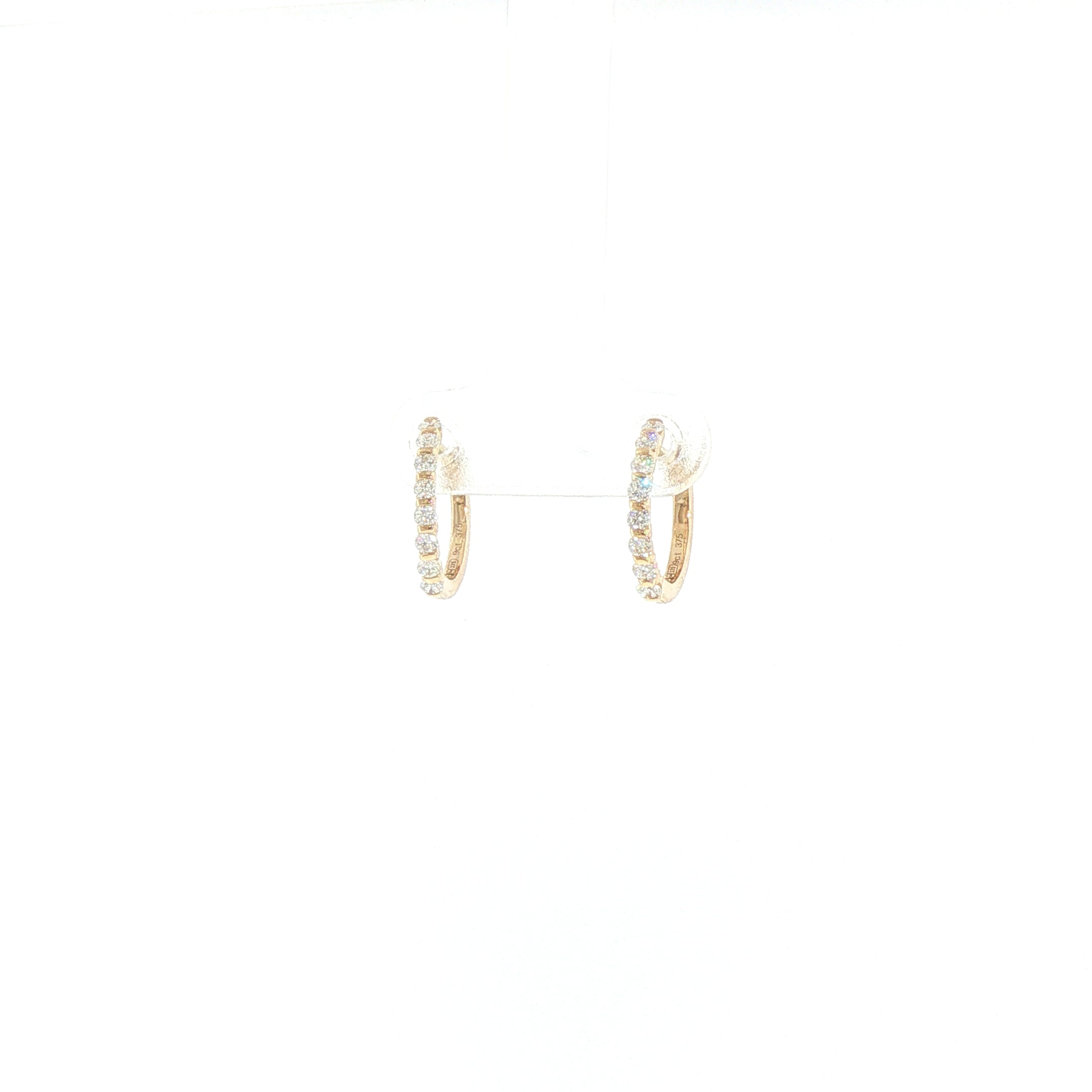 9ct Yellow Gold Natural Diamond Set Hoop Earrings