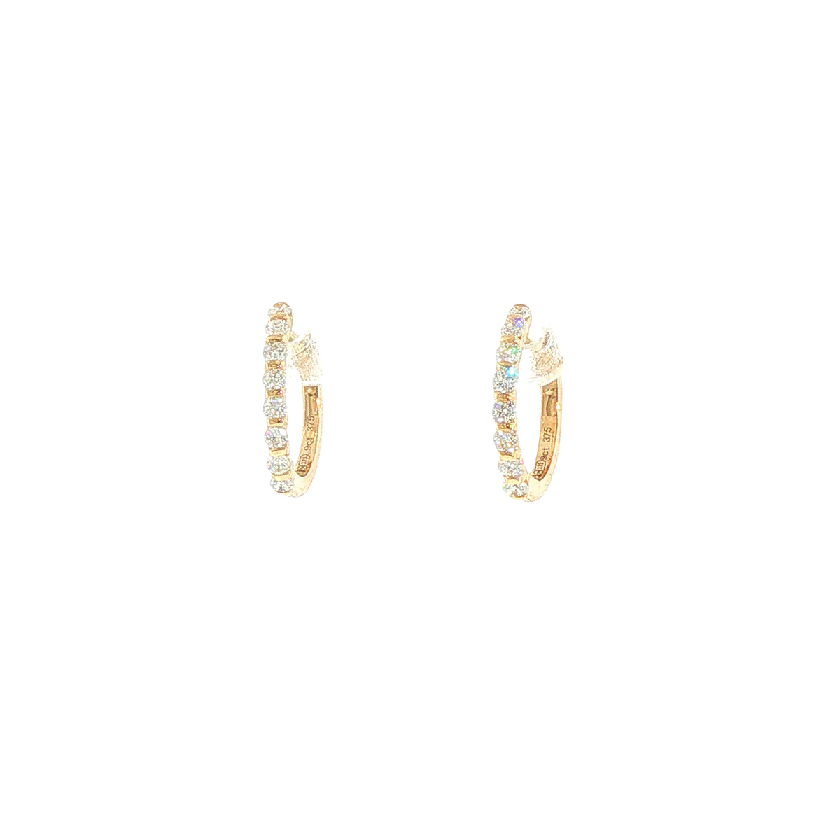 9ct Yellow Gold Natural Diamond Set Hoop Earrings