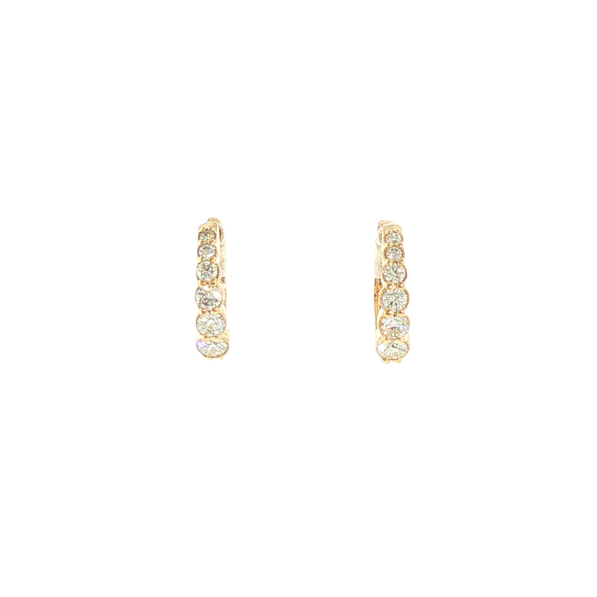 Natural Diamond Set 6 Stone 9ct Yellow Gold Hoop Earrings