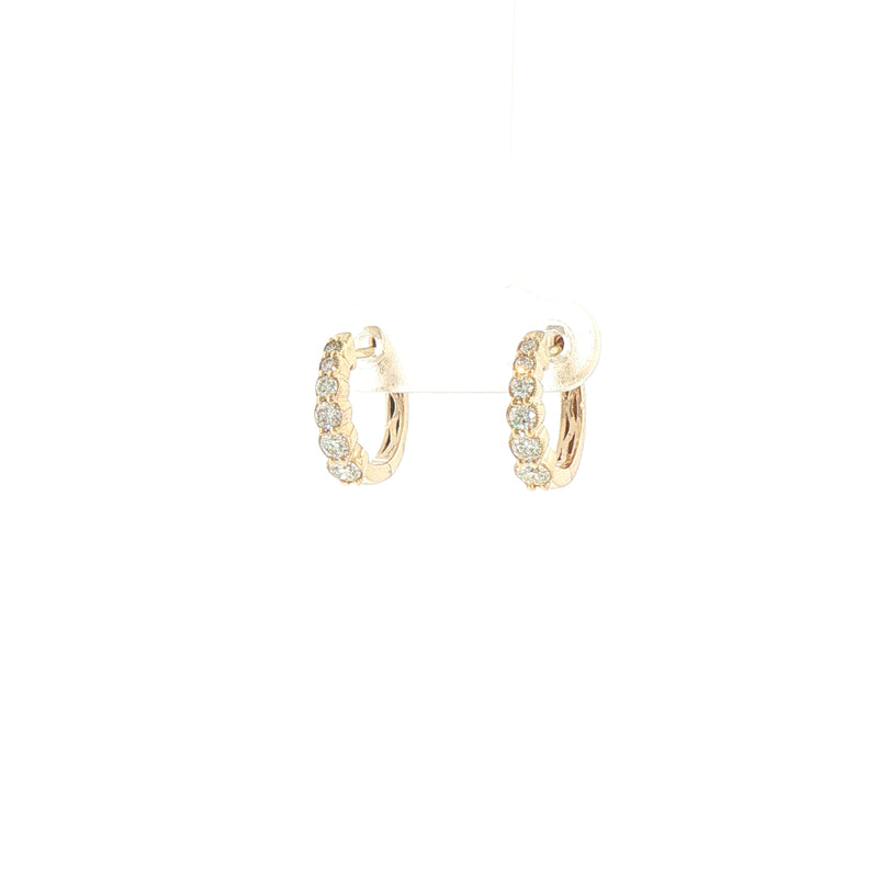 Natural Diamond Set 6 Stone 9ct Yellow Gold Hoop Earrings