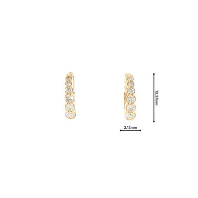 Natural Diamond Set 6 Stone 9ct Yellow Gold Hoop Earrings