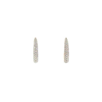 Natural Diamond Pave Style Hoop Earrings in 9ct Yellow Gold