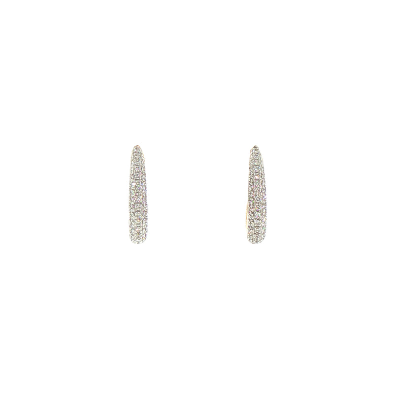 Natural Diamond Pave Style Hoop Earrings in 9ct Yellow Gold