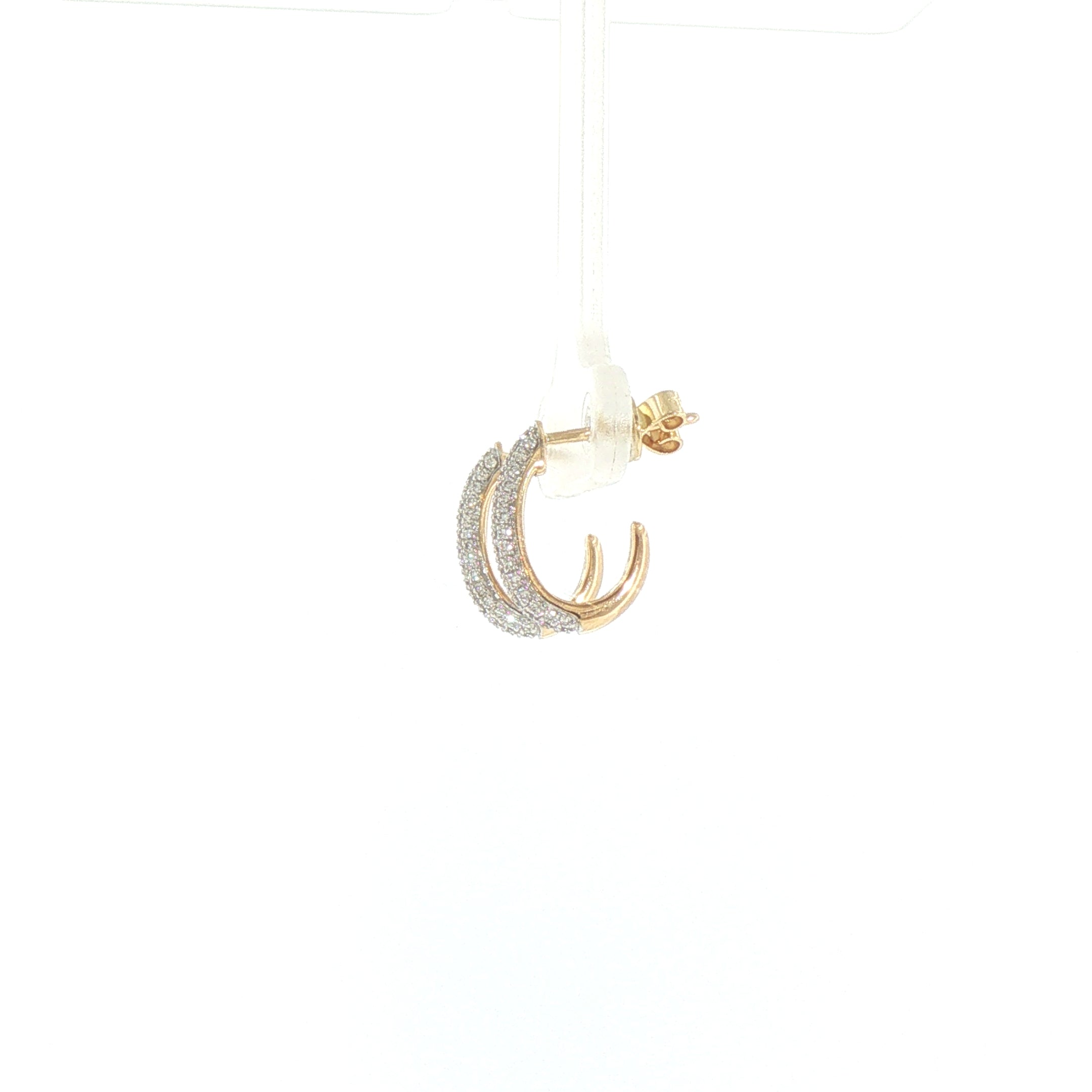Natural Diamond Pave Style Hoop Earrings in 9ct Yellow Gold