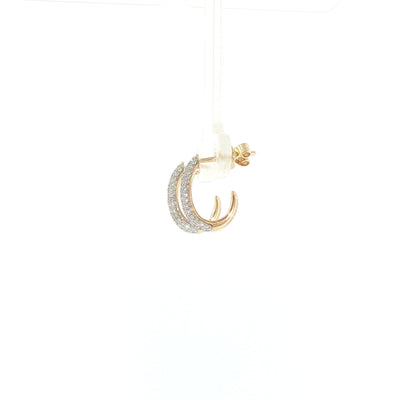 Natural Diamond Pave Style Hoop Earrings in 9ct Yellow Gold