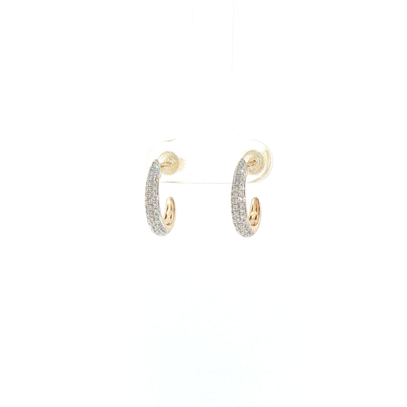 Natural Diamond Pave Style Hoop Earrings in 9ct Yellow Gold