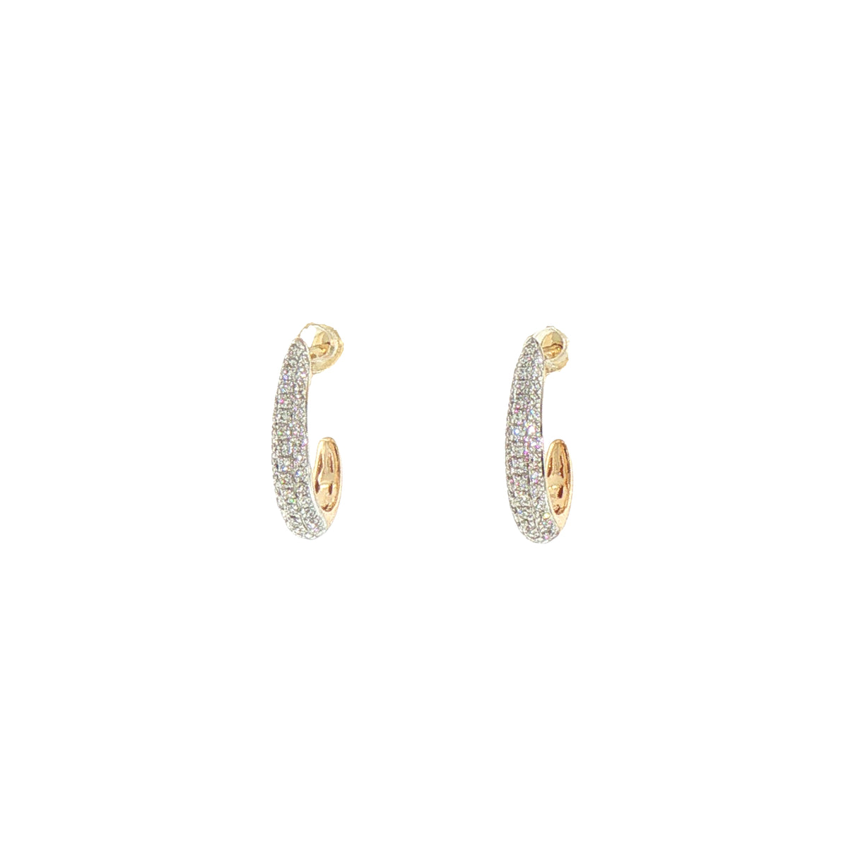 Natural Diamond Pave Style Hoop Earrings in 9ct Yellow Gold