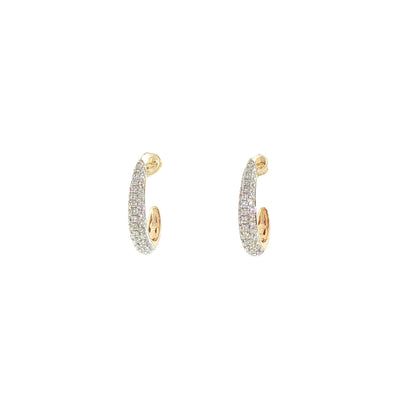 Natural Diamond Pave Style Hoop Earrings in 9ct Yellow Gold