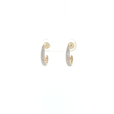 Natural Diamond Pave Style Hoop Earrings in 9ct Yellow Gold