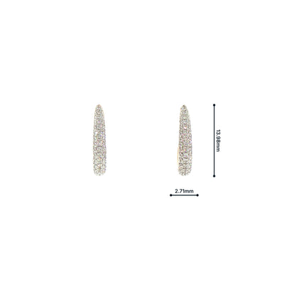 Natural Diamond Pave Style Hoop Earrings in 9ct Yellow Gold