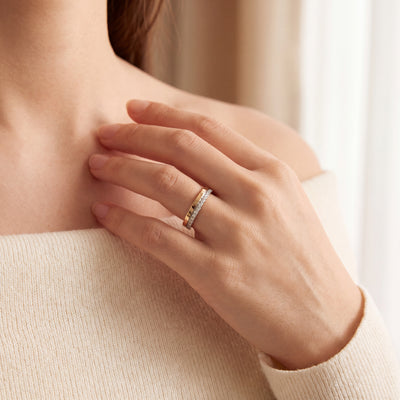 18ct Yellow Gold Natural Diamond Double-Band Wedding Ring