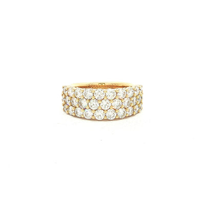 Three-Row Natural Diamond Band Ring in 18ct Yellow Gold