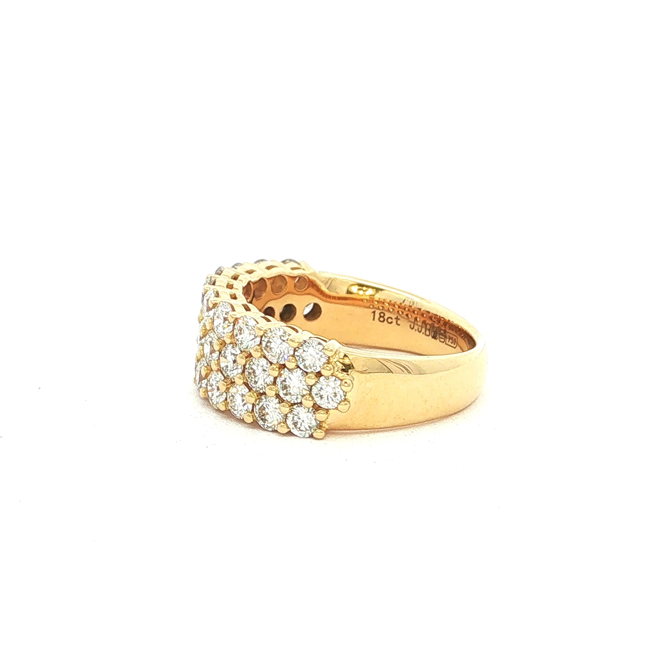 Three-Row Natural Diamond Band Ring in 18ct Yellow Gold