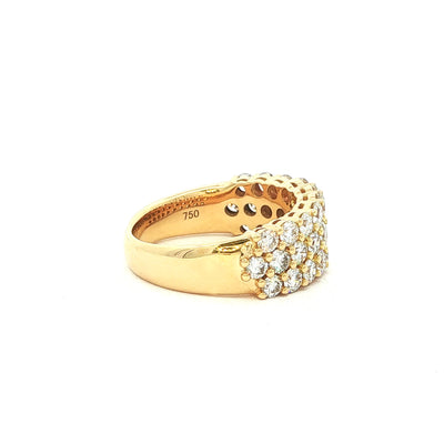 Three-Row Natural Diamond Band Ring in 18ct Yellow Gold