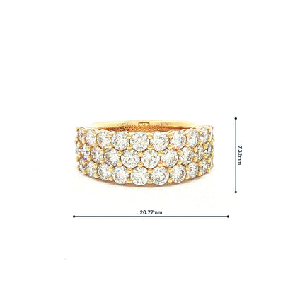 Three-Row Natural Diamond Band Ring in 18ct Yellow Gold