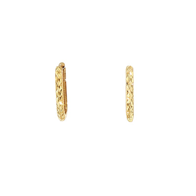 Rectangle Small Hoop Earrings Natural Diamond Cut in 9ct Yellow Gold