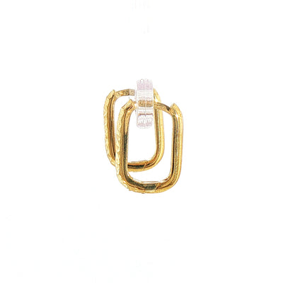 Rectangle Small Hoop Earrings Natural Diamond Cut in 9ct Yellow Gold