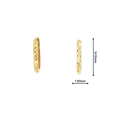 Rectangle Small Hoop Earrings Natural Diamond Cut in 9ct Yellow Gold