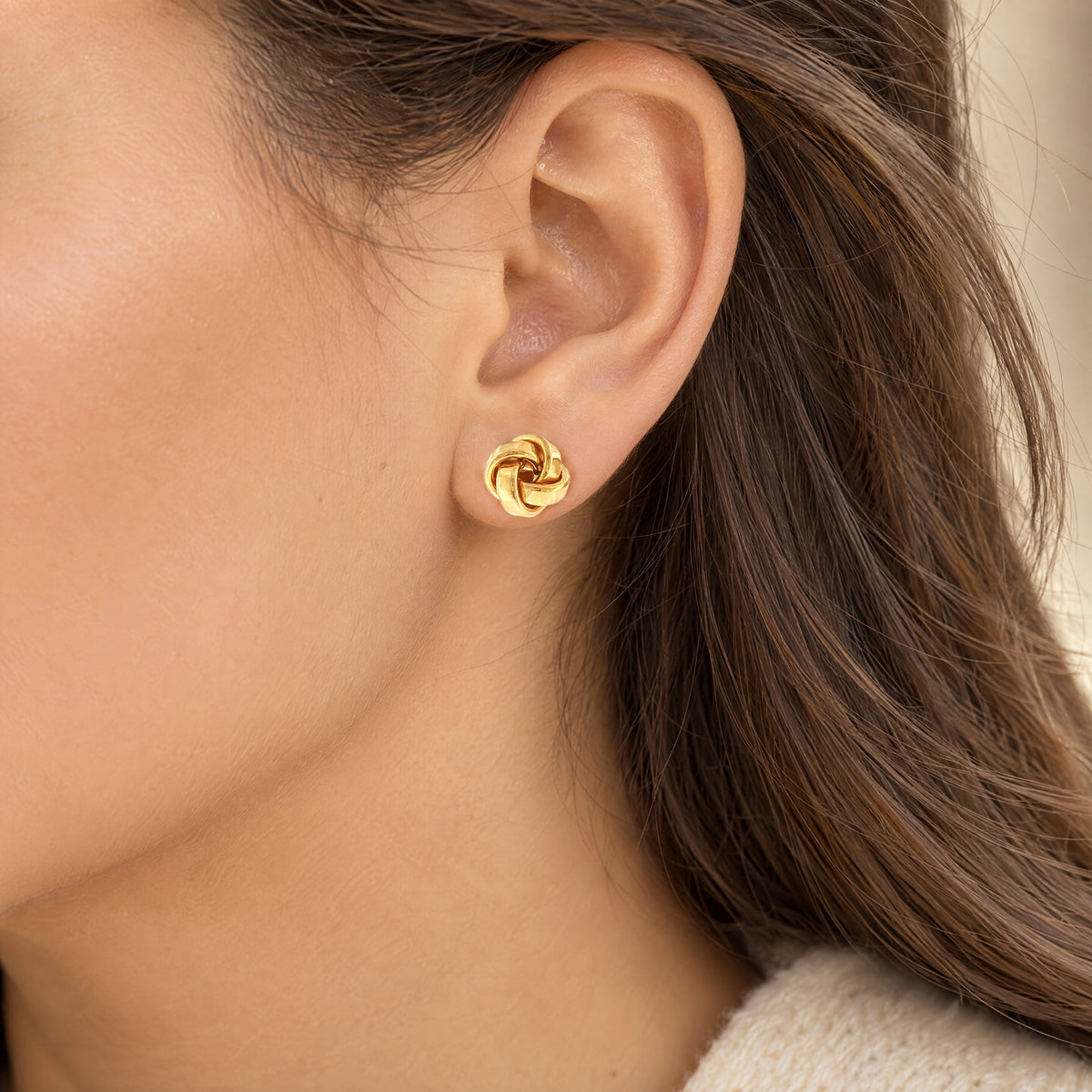 Interlocking Knot Stud Earrings in 9ct Yellow Gold