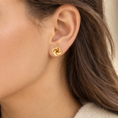 Interlocking Knot Stud Earrings in 9ct Yellow Gold